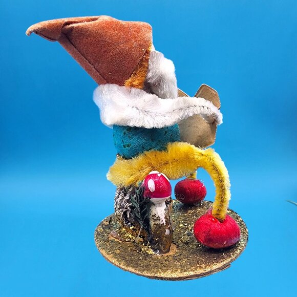 Vintage Putz Elf Ornaments 1950s Japan • Pinecone Mushroom Bottle Brush Tree - Picture 7 of 13